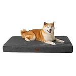 EHEYCIGA Memory Foam Dog Bed Large Washable, Orthopedic Dog Beds Waterproof Dog Mattress for Crate Bed, Soft Flannel Flat Pet Bed Cushion Mat with Removable Cover, 89x58x7.5cm, Dark Grey