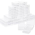 BELLE VOUS 36 Pack Clear Plastic Storage Box Containers with Hinged Lid - Small, Medium & Large Size Boxes - Stackable Mini tubs for Pills, Beads, Jewellery & DIY Craft Items