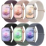 Higgs 6 Pack Solo Loop Braided Strap Compatible with Apple Watch Straps 10 41mm 45mm 49mm 44mm 40mm 42mm 38mm 46mm for Men Women,Nylon Elastic Strap for iWatch Ultra 2,Series 9 8 7 6 5 4 3 2 1 SE