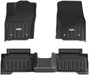 3W Floor Mats for Toyota Tacoma 2024 2025 Double Cab(Not fit Hybrid), TPE All Weather Custom Fit Floor Liner for Toyota Tacoma 1st and 2nd Row Full Set Car Liners, Black