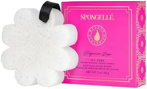 Spongelle Bulgarian Rose Wild Flower Buffer Body Scrubber with Box | Bath & Shower Loofah for Women | Exfoliator with Body Wash Infused | 14+ uses