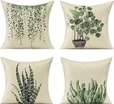 All Smiles Green Plants Throw Pillow Cover Decorative Square Pillow Cover Cushion Cover Pillow Cover Set of 4