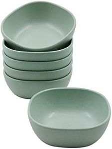 6PCS 4.5 OZ Small Dessert Bowls, 3.7 x 3.7 x 1.2 In Stacked Pinch Bowls, Wheat Straw Mini Prep Bowls, Unbreakable Dipping Saucers for Side Dishes, Seasoning, Snack, Appetizer (Green)