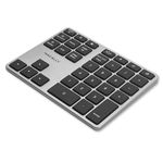 Macally Bluetooth Number Pad for Laptop - Slim Aluminum Design - Rechargeable Wireless Numeric Keypad - 35 Key Numpad Keyboard for Data Entry - for MacBook, iPad, iPhone, iOS, PC, Android - Space Gray