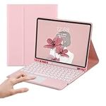 Keyboard Case for iPad Air 5 2022/iPad Air 4 2020-Touchpad Detachable Keyboard with Pencil Holder -Slim Leather Folio Smart Cover for iPad Air 5th/4th Generation 10.9 inch, Pink