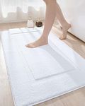 DEXI Bath Mat, Extra Soft and Super Absorbent Bathroom Mat, Non Slip Washable Bath Mats for Bathroom Floor, Tub, Shower Room, 24"x43", White