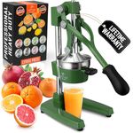 Zulay Kitchen Cast Iron Juicer - Manual Citrus Press and Lemon Squeezer - Premium Quality Heavy Duty Manual Juicer for Orange Juice and Lime Squeezer, Green