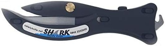 Shark Enclosed Blade Safety Box Cutter with Retractable Hook - (Black)