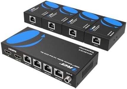 OREI 1x4 HDMI Extender Splitter Multiple Over Single Cable CAT6/7 1080P with IR Remote EDID Management - Up to 165 Ft - Loop Out - Low Latency - Full Support