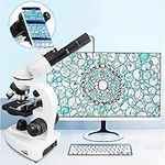 BrightFootBook Binocular Compound Microscope 40-10000x Maginfication, with Usb Electronic Eyepiece, Connected to Computer, Software Windows/Mac Compatible and 100pcs Blank Slides