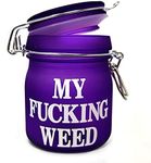 TMI Stash Jars Airtight Glass Herb Jar Medium 3.75'' Tall (Purple Frosted/My Fing WE)