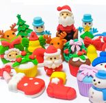 32 PCS Christmas Erasers 3D Christmas Puzzle Erasers for Kids Santa Snowman Erasers for Xmas Party Favors Classroom Rewards