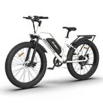 aostirmotor 750W 26 Inch Fat Tire Electric Bikes for Adults E-Bike 48V 13AH Removable Battery Electric Mountain Bike 28MPH Front Suspension Fork Electric Snow Bicycles Shimano 7 Speed (White)