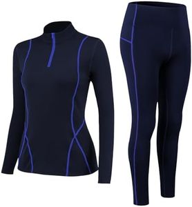 Fengzio Biancheria Intima Termica Donna Set Termico Donna Biancheria Intima per Lo Sci - Traspirante riscaldante e ad Asciugatura Rapida Maglia+Pantaloni Termici Base Layer - S
