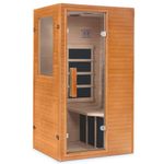 Real Relax 1 Person Infrared Sauna, Indoor Far Infrared Saunas for Home, Canadian Hemlock Wood Sauna with 950W/120v, 6 pcs Mica Heating Plates, Spa Room 33 * 27.3 * 59 Inch