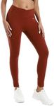 PaletteFit Crossover Workout Leggings for Women, Tummy Control V Cross Waist Yoga Pants, No Front Seam Activewear Leggings (Fired Brick Brown, L)