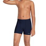 DEVOROPA Youth Boys Swim Shorts Square Leg Swimsuit Nylon Swimming Boxer Brief UPF 50+ Navy L