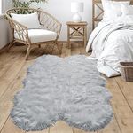 Goolela Area Rug 4x6 Grey Faux Fur 