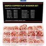 300 PCS Copper Sealing Rings Assortment Set, 12 Sizes Copper Metric Flat Sealing Washers Kit, Sump Plug Gasket Crush Washer Assortment, M5 M6 M8 M10 M12 M14 M16 M20