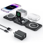 Wireless Charger for iPhone, RTOPS 3 in 1 Magnetic Foldable Charging Station for Multiple Device Apple, 18W Fast Charger Stand for iPhone 15 14 13 12, iWatch & Airpods, (Adapter Included) W-312