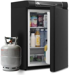 SMETA Gas Camping Fridge, 3 Way Fridge 60L, 12V/240V/Gas, Quiet, Reversible Door, Black, 48D x 46W x 66.5H