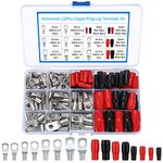 120 Pcs Bolt Hole Tinned Copper Terminals Set, Ring Cable Wire Lugs Terminals Connectors, Battery SC Terminal Set, Marine Grade Cold-Pressed Crimp Type