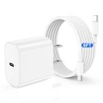 USB C 20W Fast Charger Block Compatible with Apple iPhone 15 Plus/Pro Max,iPad Pro 12.9/11 inch 5/4/3/2th/Air/Mini 6,iPad Wall Power Adapter Plug Cube Brick/6ft Type C to C Charging Cable Cord Long