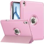 MoKo for iPad Air 11 Inch Case (M2) 2024, iPad Air 6th Generation Case/iPad Air 5th/4th Gen 2022/2020 with Pencil Holder, Smart Trifold Protective iPad Case, Hollow Logo/Auto Wake/Sleep, Light Pink