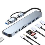 USB C Hub SplendoRoute USB Hub 3.0 7 in 1 USB Splitter with USB 3.0, 3X USB 2.0 and USB C Ports TF/SD Card Reader Audio Output for MacBook Pro Air/Phones/Laptop and More