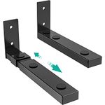 WALI Center Channel Speaker Wall Mount, Universal Soundbar Wall Mount Bracket Hold up to 30 lbs, Arms Extend Adjustment from 7 to 11.5 inch (SLK201), Black