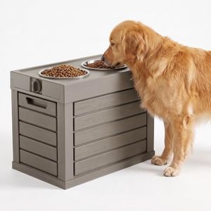Elevated Dog Bowls Stand, 15 in High for Large/Medium Dogs | Raised Dog Bowl No Spill, Dog Feeding Station with Storage Space, Stainless Steel Dog Bowls for Food and Water