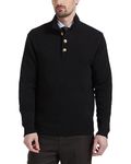 KALLSPIN Men's Mock Neck Pullover Sweater Wool Blend Midweight Quarter-Button Long Sleeve Knit Pullover(Black 3X-Large)