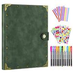 ZEEYUAN DIY Scrapbook Leather Scrap Book Photo Album 60 Pages, 8.5x11 inch Photo Album Vintage Scrapbook Travelling Journal Scrapbook (Army Green)