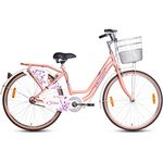 Hero Fashion 26T Single Speed Womens Road Bicycle (Peach, Ideal For : 12+ Years , 16.5 Inch Steel Frame), Rigid