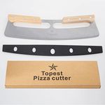 Topest 35CM Large Pizza Cutter Rocker with Wooden Handle–Stainless Steel Pizza Oven Tool – Suitable for Cutting Homemade Pizza Bread Cake [Pizza Oven Accessories]