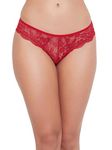 Clovia Women's Lace Bikini Style Underwear (Pack of 1) (PN2602P04M_Red_M)