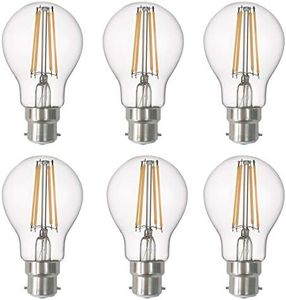 SD LUX B22 LED Bulbs Bayonet Vintage Filament Led Light Bulbs B22,A60 No Flicker Edison Bulbs LED - 8W (80W Equivalent) 850LM Warm White 2700K,6 Packs