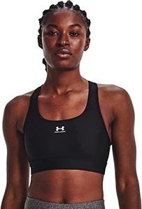 Under Armour Women's Hg Armour Mid Padless Sports Bra with Medium Support, Sweat Wicking Bra Without Padding Black