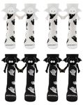 4 Pairs Halloween Holding Hands Socks, Funny Cute Magnetic Hand Holding Socks for Men Women, Spooky Socks Gifts with 3D Bat-Ghost, Novelty Crazy Socks for Couple, Friends, Kids