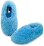 Onmygogo Fuzzy Winter Indoor Slippers for Women (9-10 B(M) US, Blue)