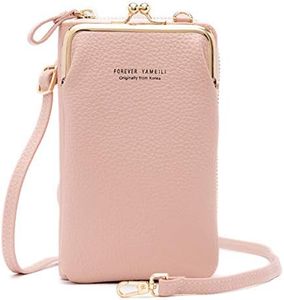 FANDARE Petits Sacs pour Téléphone Sac Bandoulière Sac à Main Femme Portefeuille avec des Fentes Pochette pour Carte de crédit Crossbody Bag Rose