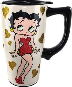 Spoontiques - Ceramic Travel Mugs -Betty Boop Cup - Hot or Cold Beverages - Coffee Lovers