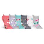 K. Bell Women's Fun Animal Low Cut Socks-6 Pairs-Cool & Cute Novelty Fashion No Show Gifts Casual, Dogs (Pink), 3.5-9 UK (Pack of 6)