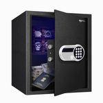 Amazon Basics 40 Litres Digital Safes for Hotel & Office - Digital Lock 3-in-1 unlocking | locker safe with Motorized Door Locking Mechanism | Size : 42 H x 35 W x 42 D(cm) | Black | Weight: 16 Kgs