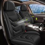 JIAMAOXIN Full Set Seat Covers for Jeep Compass 2012-2024 Breathable Leather Car Seat Covers Cushion (5 Seat Full Set,Black)