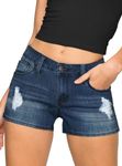 Hybrid & Company Womens Ripped Stretchy Jeans Shorts Casual Denim Shorts, Ripped-darkwash, 20 Plus