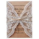 Picky Bride 25 Pcs Rustic Wedding Invitations Cards Vintage Kraft Paper Wedding Invite Cards Envelopes Included 126 x 185 mm - Set of 25 pcs (Blank Invitations)