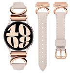 TOYOUTHS Compatible with Samsung Galaxy Watch 7/FE/6/5/4 40mm 44mm Band, 20mm Leather Strap for Galaxy Watch 6 Classic/Watch 5 Pro/Watch 4 Classic/Watch 3 41mm/Active 2 Bracelet, Starlight/Rose Gold
