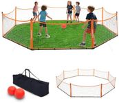 KuroShine 15 ft × 2ft Gaga Ball Pit for Kids 4 to 12 Years Old Portable Gaga Ball Court with Carry Bag, 2 Gaga Balls, 8 Wind Ropes & 24 Ground Indoor/Outdoor School, Camp or Home Use