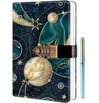 ZXHQ Lock Diary with Pen Set, A5 240 Pages Secret Lockable Journal, Personal Planner Organizer Notebook, Size A5(8.5" × 5.9") Fantasy Planet